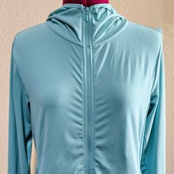 Uniqlo Airism Light Jacket Zipup Thin Stretchy Fabric Teal Blue-Green