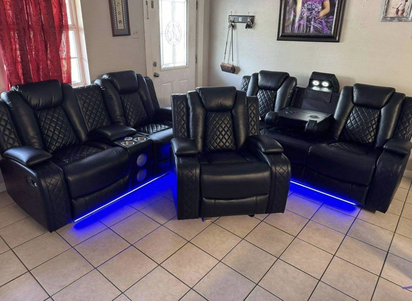 Recliner Set With Speaker White Or Black