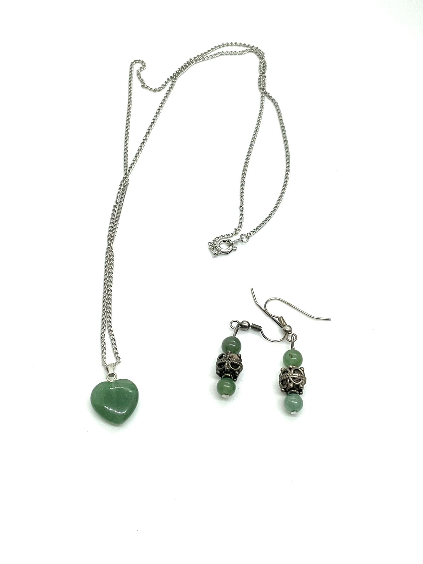 Jade Necklace and Earrings 
