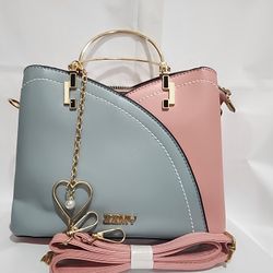 Pink And Blue Women Handbag