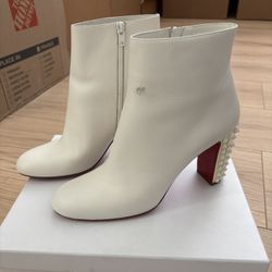 Christian Louboutin White Ankle Boots