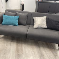 Soft Grey Couch (turns Into a bed)  78x29x32