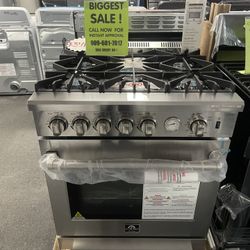 STAINLESS STEEL SLIDE IN GAS FORNO RANGE 