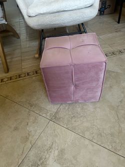 Pink Velour Square Ottoman Pouf 13”x13”