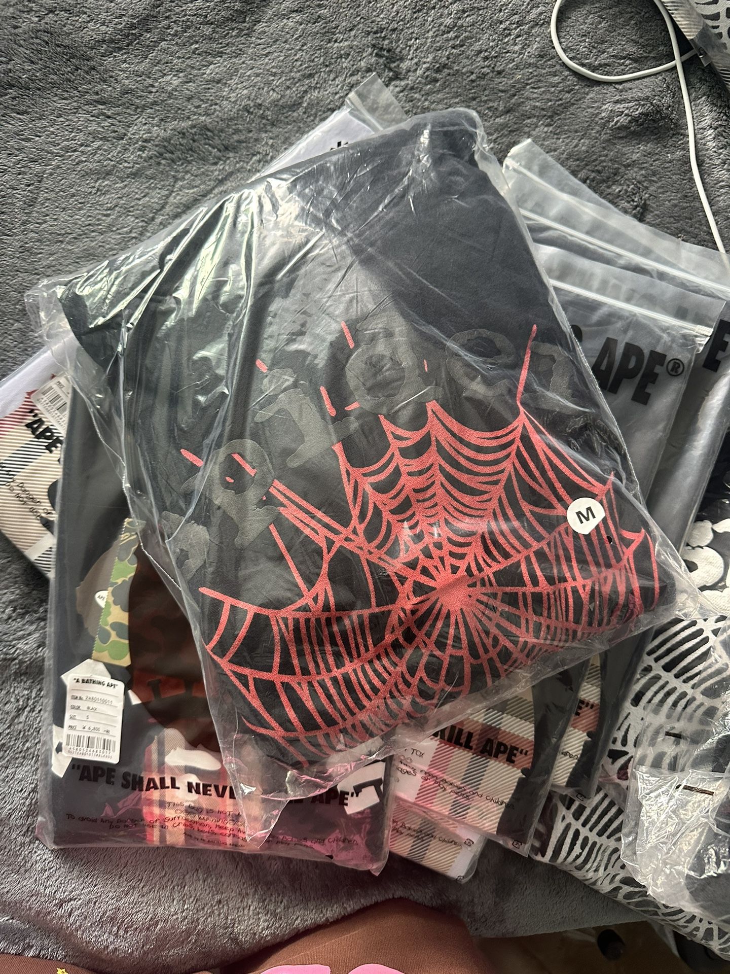 Black/Red Web Sp5der Hoodie