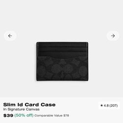 Black coach Slim ID card case signature canvas