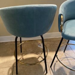 LumiSource Light Blue Bar Chairs (Set of 2)