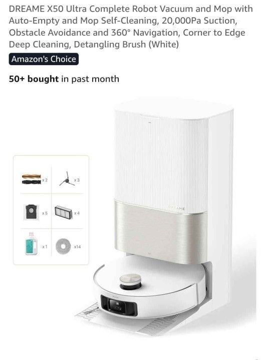 DREAME X50 Ultra Complete Robot Vacuum and Mop with Auto Empty and Mop Self Cleaning