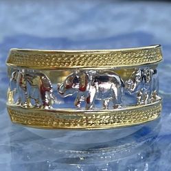 $650 Two Tone Yellow And White Gold Elephant Ring