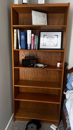 Oak Wood Book Shelf (5 shelves)