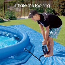 8 x 3 outdoor pool with pump, hoses filter, kit, chlorinator, floater, skimmer and cover