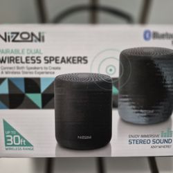 Nizoni Pairable Dual Wireless Speakers - Bluetooth 5.0 - Up To 30 Ft Wireless Rangd - Brand New In The Box!