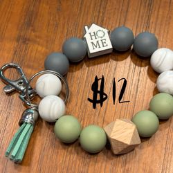 Silicone Bead Bracelet Key Holder 
