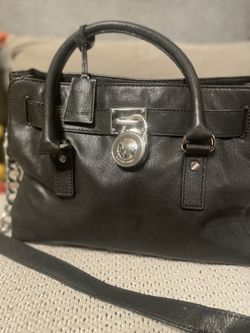 Michael Kors Hamilton Black Leather Satchel Handbag