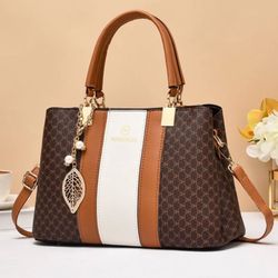 TRAVEASY 2024 Fashion Patchwork PU Leather Top-Handle Bags for Women Casual Large Capacity Female Shoulder Bags Vintage Tote Bag