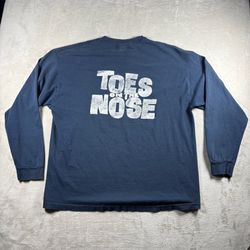 Vintage Toes On The Nose Men's 2XL Blue Long Sleeved T-Shirt Distressed #4A