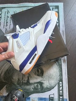 Air Jordan 4 White Blue Orange Sneakers
