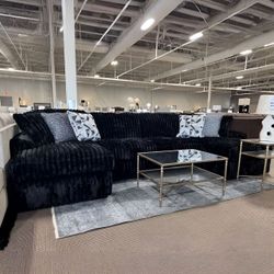 Midnight-Madness Onyx 3 Piece Double Chaise Sectional