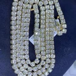 10k Real Gold & Real Natural Diamond Tennis Chain 20” Longi