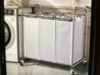 Laundry Sorter Hamper 3 sections with wheels and removable bags