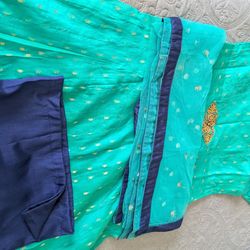 Teal & Navy Blue Indian Outfit 3-Piece Embroidered/stone work