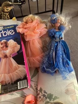 Peach N Creme Barbie With Original Box And Another Antique Barbie