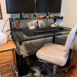 Elegant Two-tier Glass Desk
