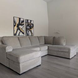 Living Spaces Greige Sectional Sofa - Free Local Delivery