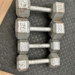 hand weights - 10 lb set & 20 lb set