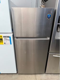 New open box Midea Stainless steel top and bottom refrigerator