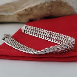 ⛔️RESERVED⛔️14K White Gold Twin Chain Bracelet Solid Gold Milor Italy/ Pulsera de Doble Cadena de Oro Blanco Italiano marca Milor! 👌🎁Post Tags: Puls