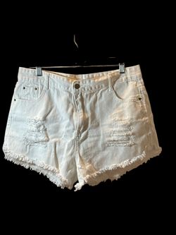 Shine White Ripped Women’s Denim Shorts Size Extra Large