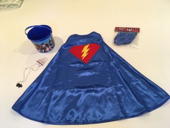 Superhero Costume Cape Bucket Mask Halloween Necklace Arm Bands New