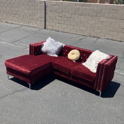 Red Velvet Sectional Couch
