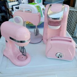 Playgo Pink Toy Kitchen Appliances - Pod Coffee Maker, Mixer, Toaster