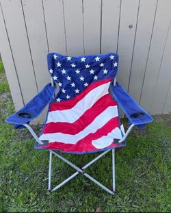 Camping American Flag Patriotic USA 🇺🇸 Outdoors Chair Beach Red White Blue Freedom Hiking Camping Outdoors Tailgate Tailgating World Cup