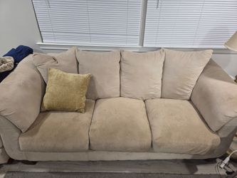 Beige Microfiber 3-Seat Sofa
