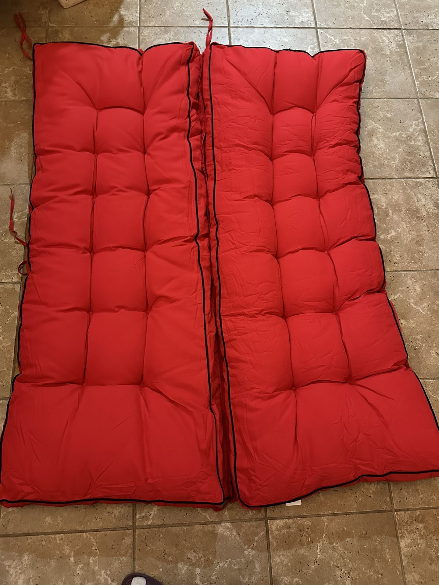 56” long x 21” wide Red Double Sided Porch Swing Patio Very Thick Cushion