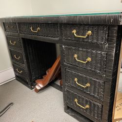 Vintage Wicker Desk