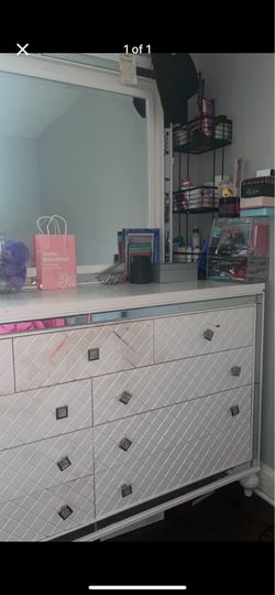 White and Silver Dresser