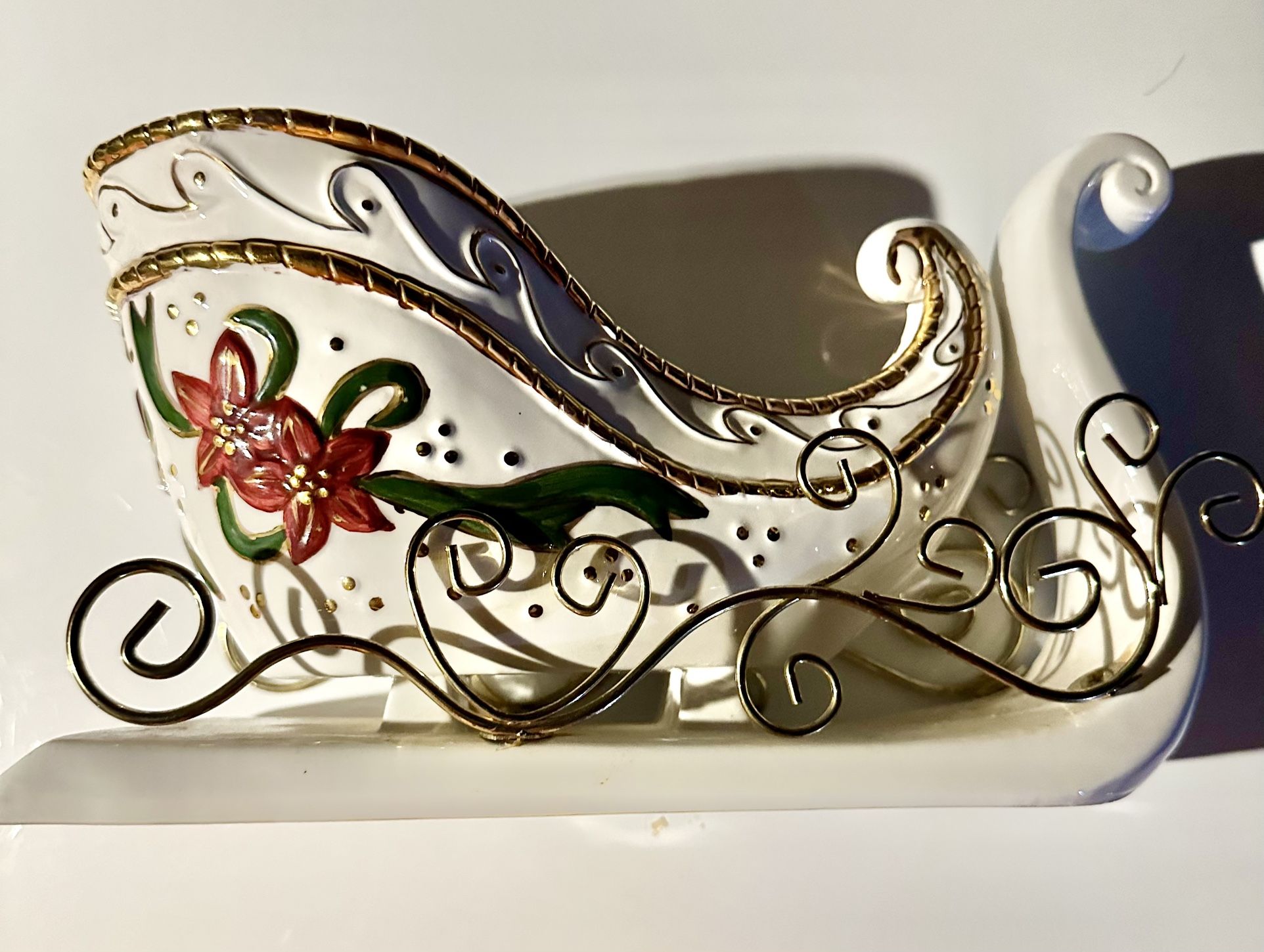 Holiday Time Vintage Porcelain Sleigh