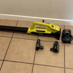 RYOBI 18-Volt Lithium-Ion Cordless Blower - P2109 w/ 2 batteries and charger 