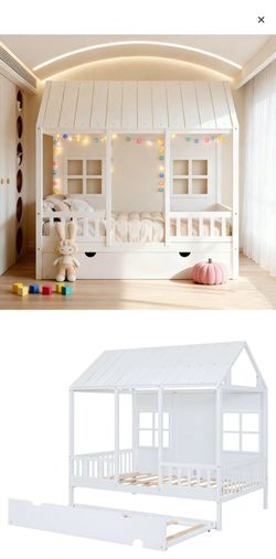 New Twin House Bed with Trundle