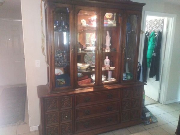 antique broyhill premier china hutch / curio lighted cabinet. for sale in  milwaukie, or - offerup