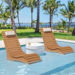 HDPS Pool Lounge Chairs Set of 2, Use in Pools Lounge Chairs up to 10-Inches of Water, Chaise Chairs with Headrest, Lounge Chair Outdoor, Fade-Resista