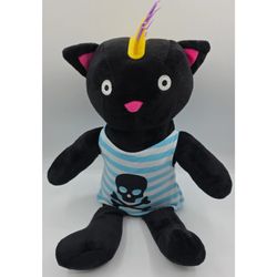 A&A Global Black Cat Plush With Spiky Mohawk Skull Tank Top