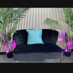 Brand New Black Velvet Couch