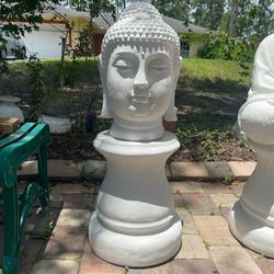 Concrete Buddha Head And Pedestal