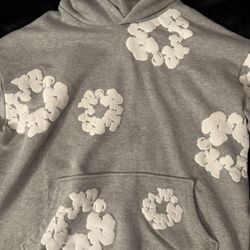 gray denim tears hoodie (size medium)