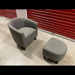 Jazouli Upholstered Barrel Chair with Ottoman